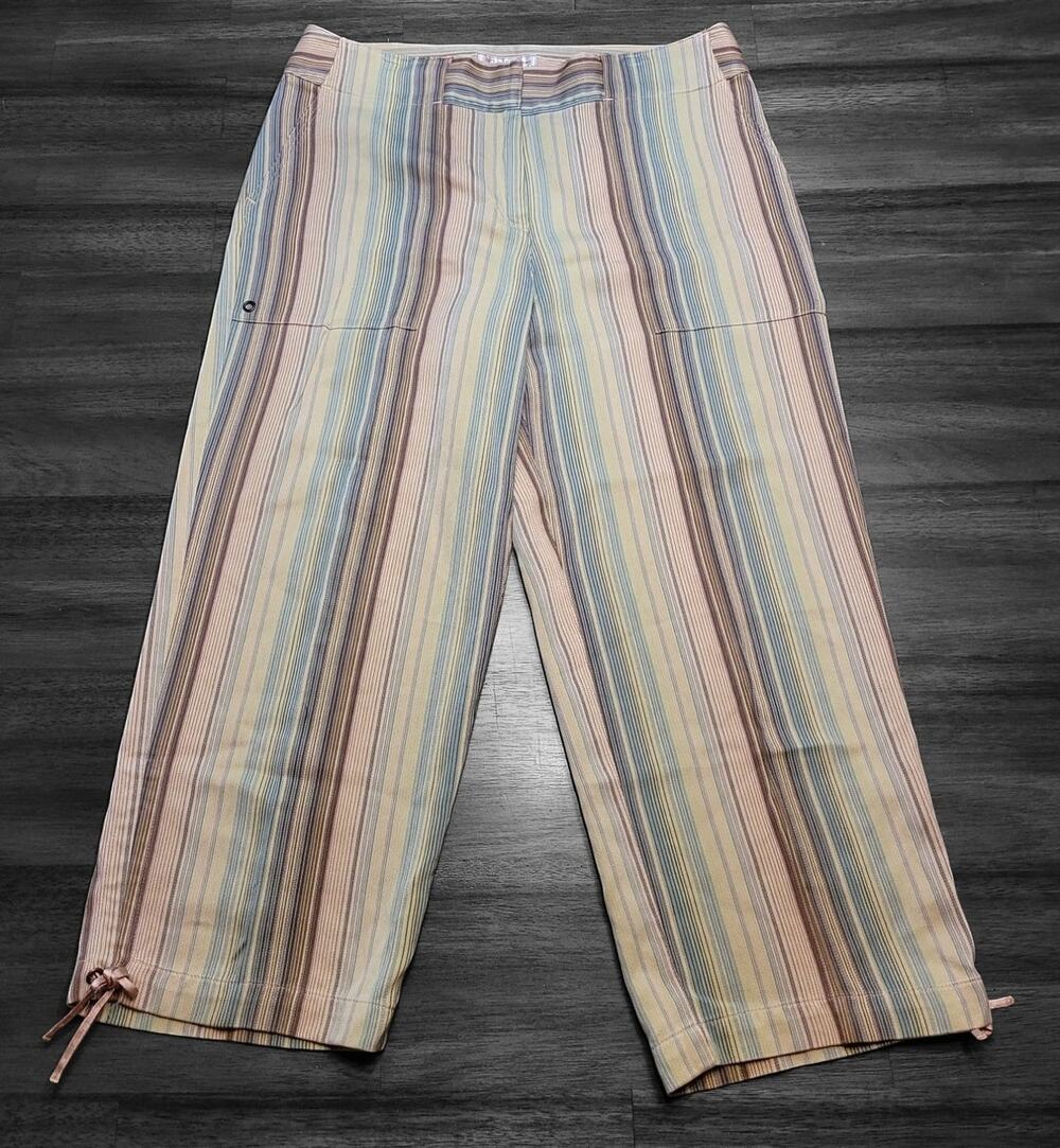 Tommy Bahama Silk Wide Leg Capri Pants 4 Green Brown EUC